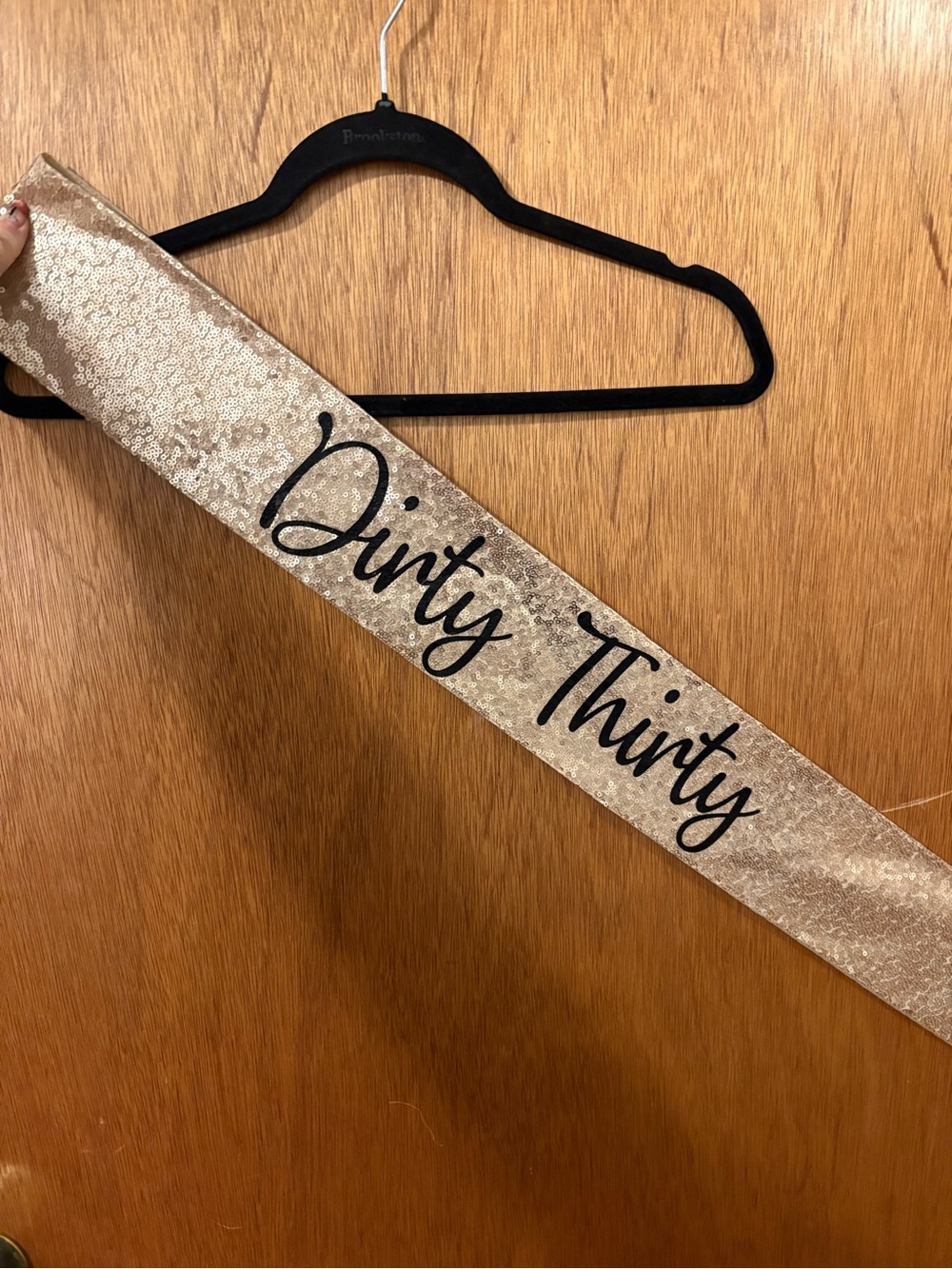 Sequin "Dirty Thirty" Celebration Sash in Champagne